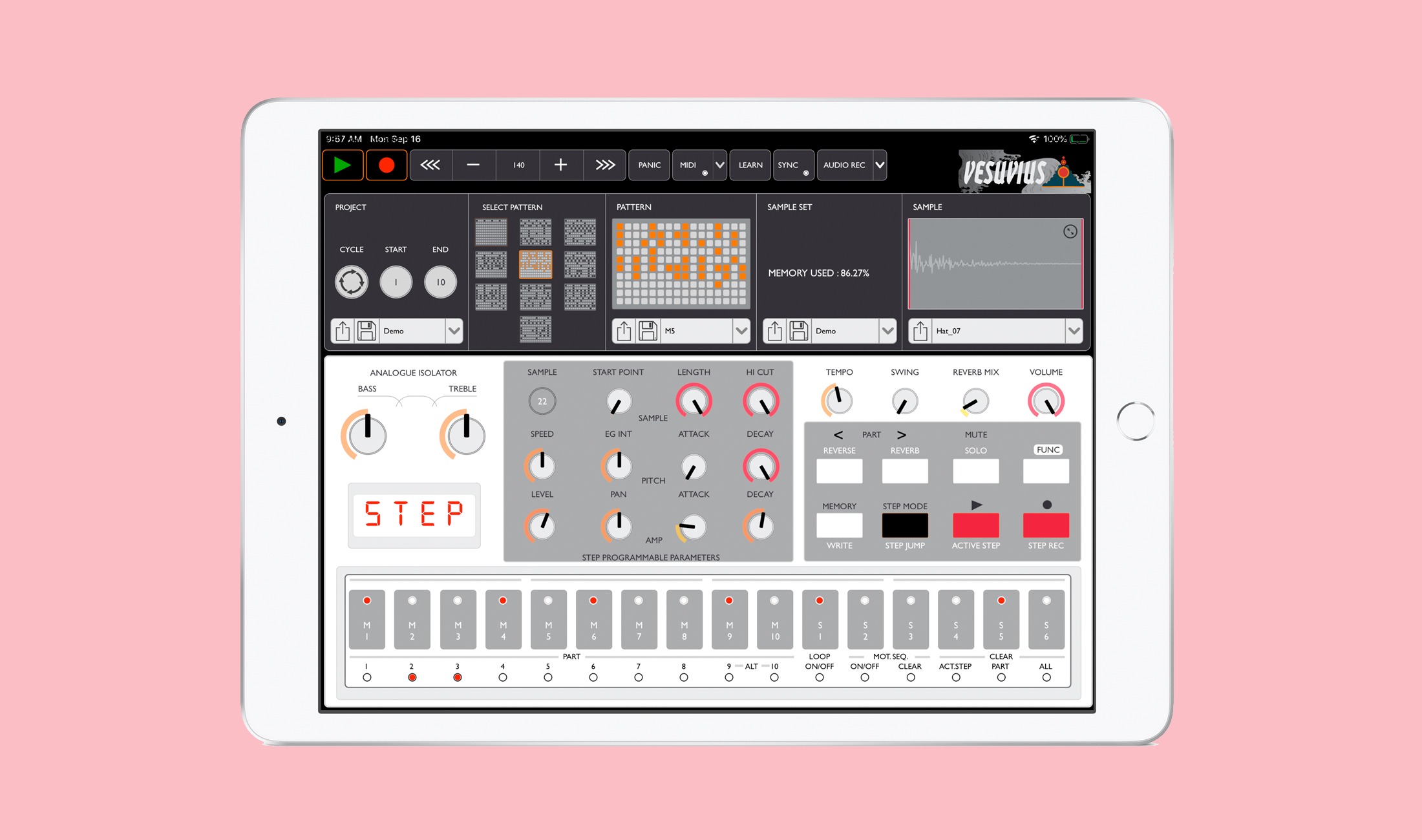 Finegear Vesuvius Sampler: Korg Volca Sample für das iPad