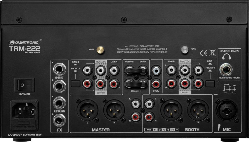 Omnitronic TRM-222 Rückansicht.