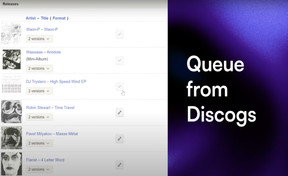 Discogs: Shovel ermöglicht das Erstellen von Playlisten und Warteschlangen  