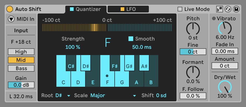 Das neue Device von Ableton 12.1: Auto Shift.