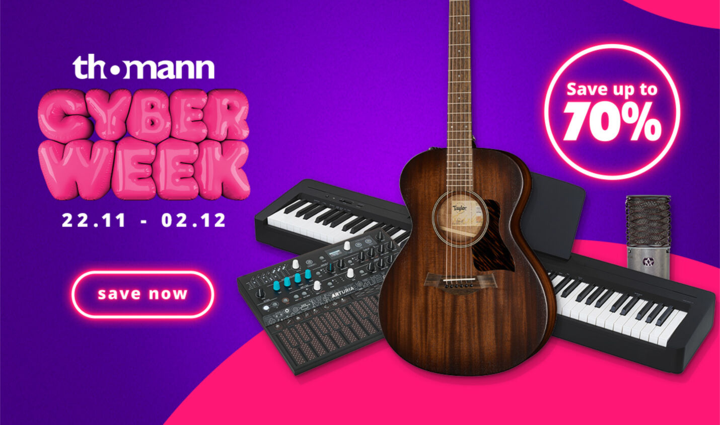 Thomann Cyber Week: Bis zu 70 Prozent auf Instrumente und Gear